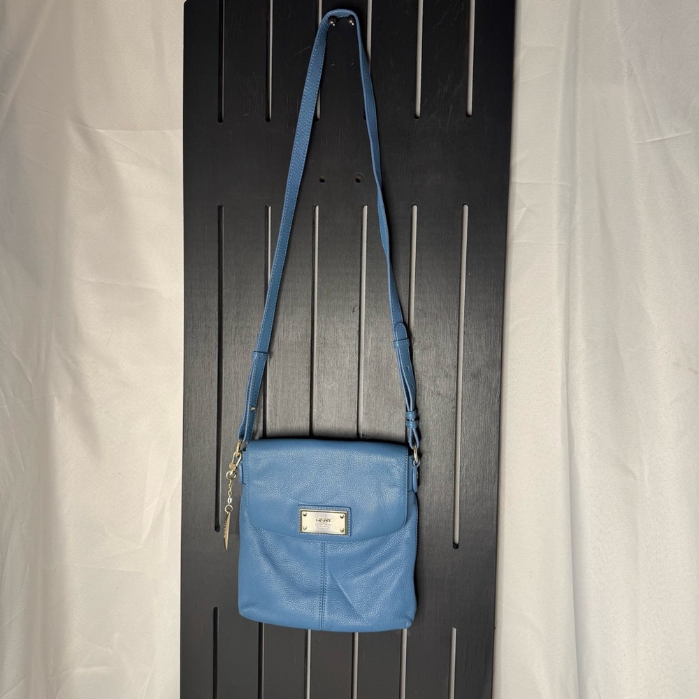DKNY Soft Leather Light Blue Crossbody Bag